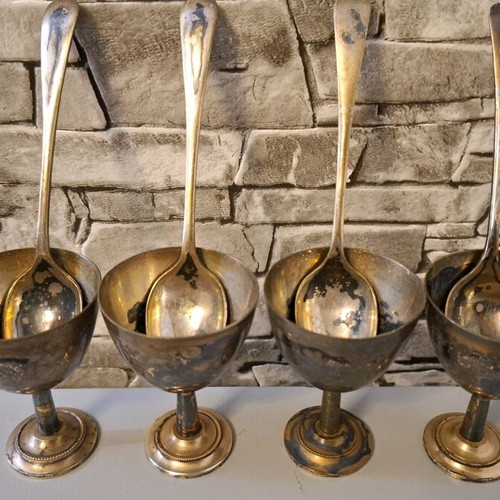 Egg serving set used, silver-plated EPNS Made in England 1930-40