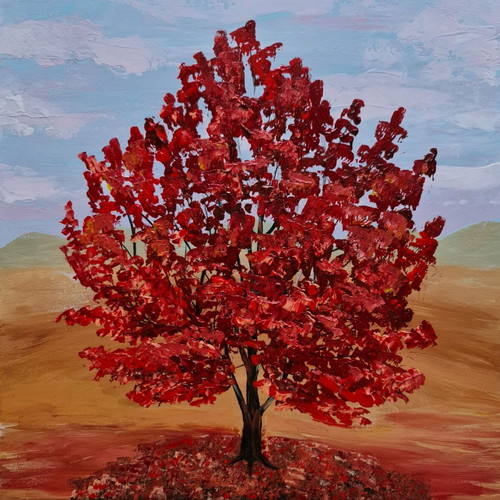 Autumn Tree acrylic painting 40x40cm unframed