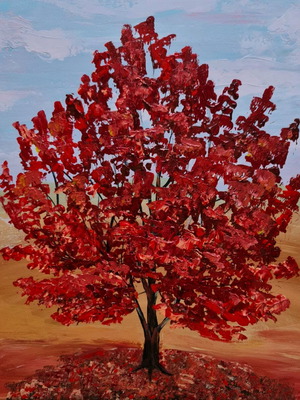 Autumn Tree acrylic painting 40x40cm unframed