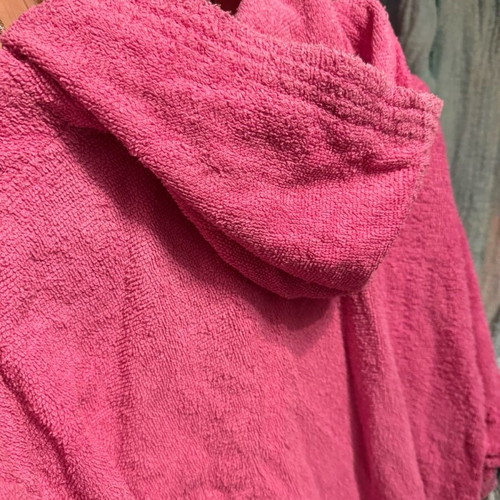 Bathrobes used, pink with hood and blue
