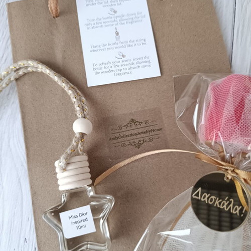 Handmade Gift Set with Aromatic Wax Rose and Car Diffuser for Teacher