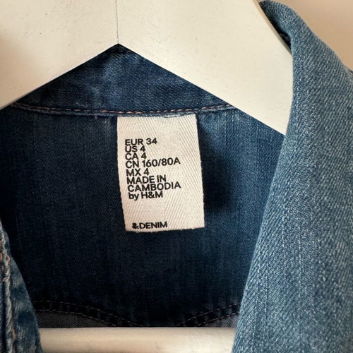 H&M denim shirt like new, blue with buttons