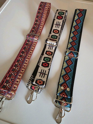Bag straps new, set of 3 with silver metal adjustable