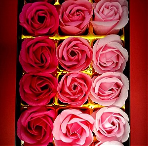 Σαπούνια τριαντάφυλλο (κόκκινα, ροζ) για δώρο (Χριστουγέννων / Αγίου Βαλεντίνου)
