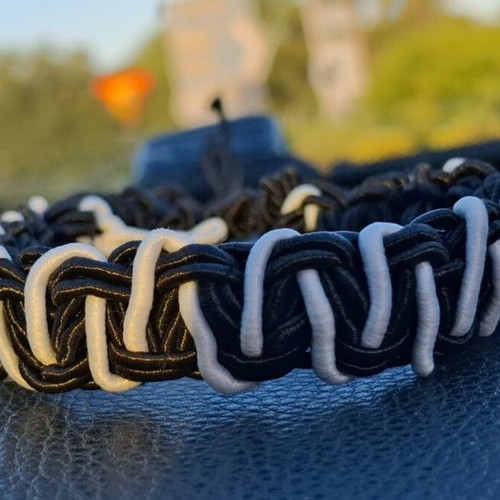 Macrame bracelet inspired by PAOK, made to order, black and white