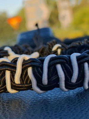 Macrame bracelet inspired by PAOK, made to order, black and white