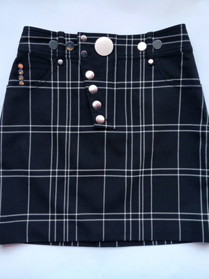Alexander Wang plaid mini skirt size 2, like new, black metal snap buttons