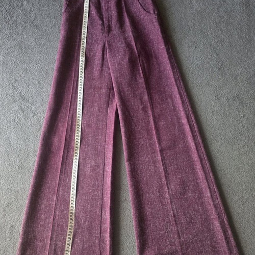 Vintage women's bell-bottom pants 1970, size XXS, burgundy, like new