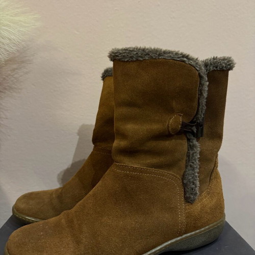 Suede boots used, brown, size 39 with warm lining