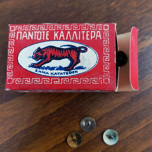 Vintage Tiger pushpin pack used, 1960s