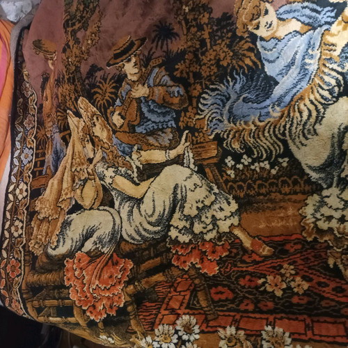 Vintage wall rug with Spanish dance theme, like new, 1960s