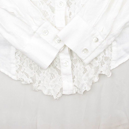 Notizie Mariella Burani women's linen shirt size M white with lace like new