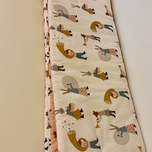 La Millou Musicians Pink crib bumper like new double-sided