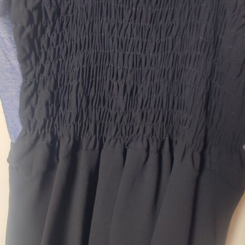 Dress with denim look bust and belt like new, size M, black and blue