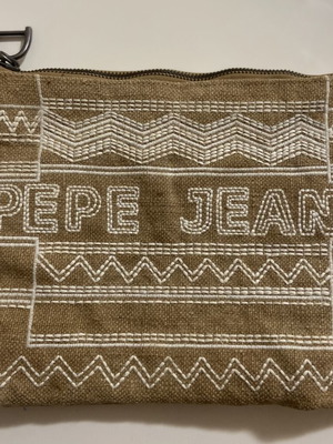 Pepe Jeans Handbag like new, white and beige embroidered design