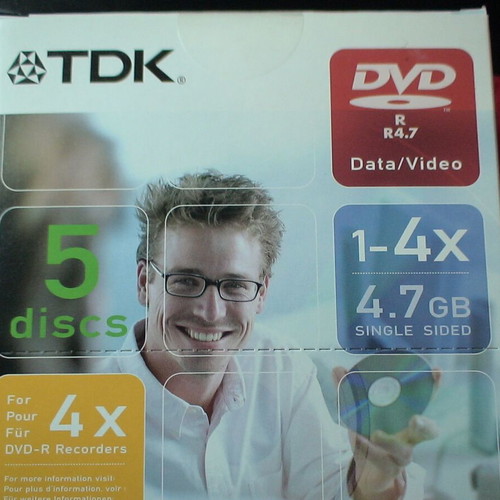 TDK DVD-R pack of 5 with library cases new