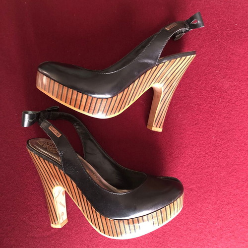 Firetrap black pumps used with thick wooden heel size 36