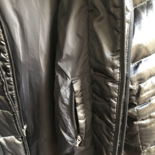 Landsend black jacket with hood and down feathers like new, Small