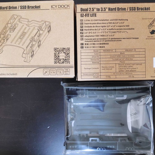 Icy Dock EZ-Fit Lite dual 2.5" to 3.5" hard drive SSD bracket black MB290SP-B