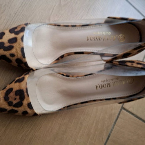 Alta Moda 9cm Leopard Pumps with Transparency like new