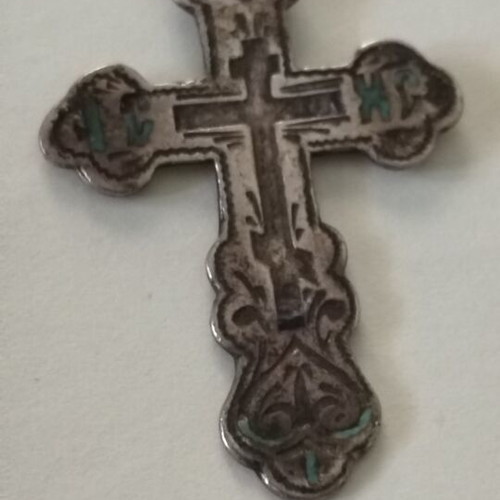 Russian Orthodox cross antique silver used, 19th century