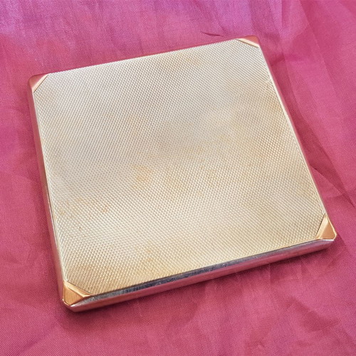 Silver and gold handmade vintage cigarette case used, Made in England 1932