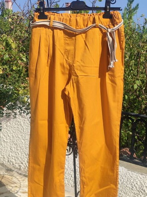 Cotton elastic pants with belt and pockets, new, one size