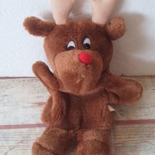 Plush glove reindeer toy Rudolph used, puppet theater