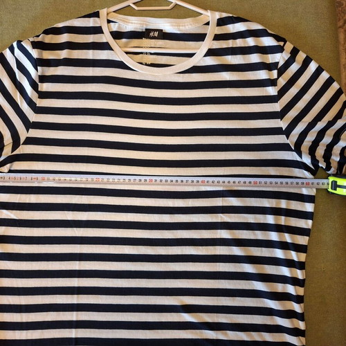H&M T-Shirt XL white with navy stripes like new, organic cotton blend