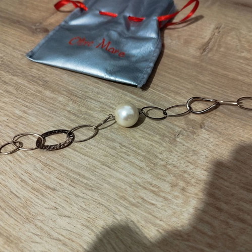 Silver bracelet pink 925 Oltre Mare new, 19cm