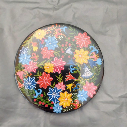 Compact mirror black flowers new, metal, Minoan and Mycenaean