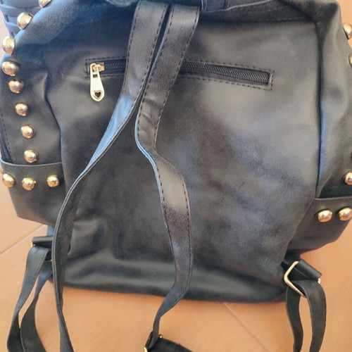 Black faux leather backpack like new with gold studs