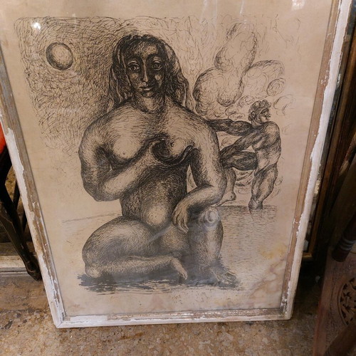 S. Polychroniadis rare silk screen print with wear