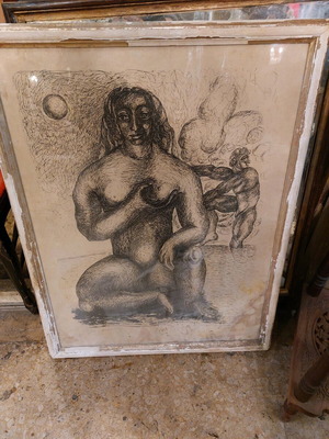 S. Polychroniadis rare silk screen print with wear