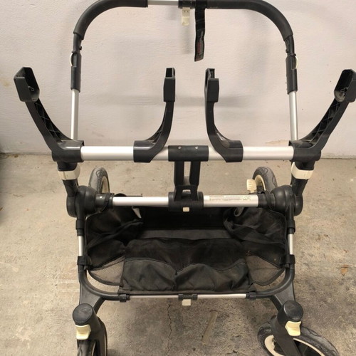 Bugaboo Donkey 2 Twin stroller used with full extra pack black red