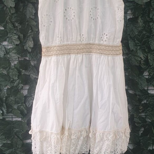 Boho dress like new, airy, sizes S - M, white and beige