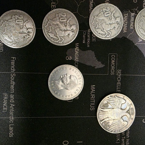 Silver 20 Drachma coins of Pavlos and 30 Drachma wedding coin like new