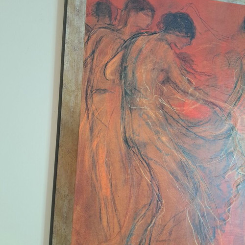 Bizart Dance of the Muses Oil Print on Canvas like new, framed 120×70 cm