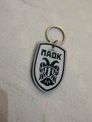 PAOK Plexiglass Keychain new, black and white