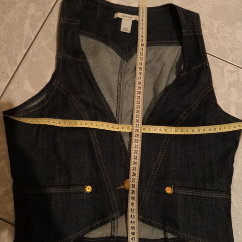 Denim sleeveless top MNG size L new, blue with gold details