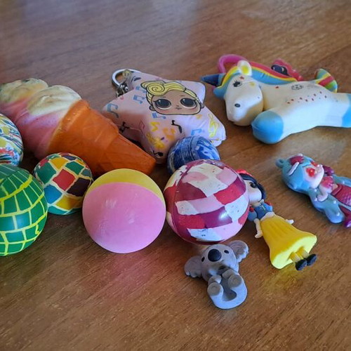 Toys used, pack with small assorted and bouncy balls