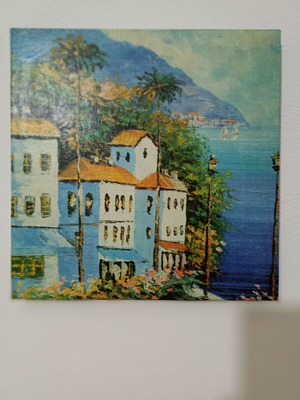 Decoupage frame sea landscape like new, wooden frame
