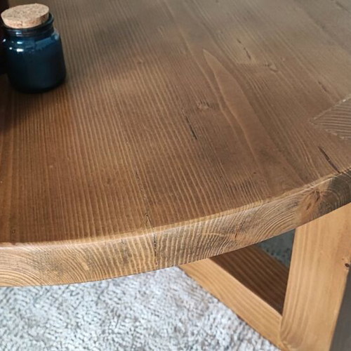 Round handmade coffee table solid wood, new