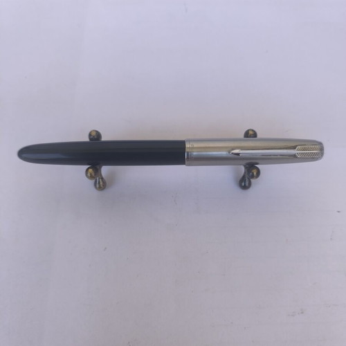 Parker 51 pen used with stainless steel cap and black resin body