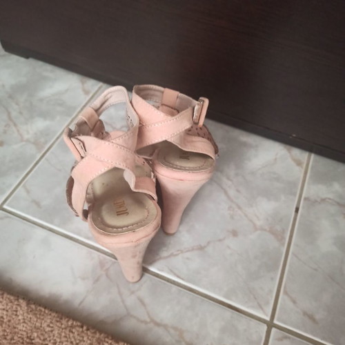 Pink pastel platform shoes new, soft fabric, size 37, heel height 12.5cm