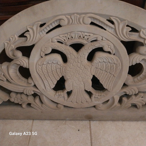 Handmade Tinos marble lintel transom art piece