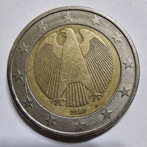 Coin 1 German two-euro used with die chip error
