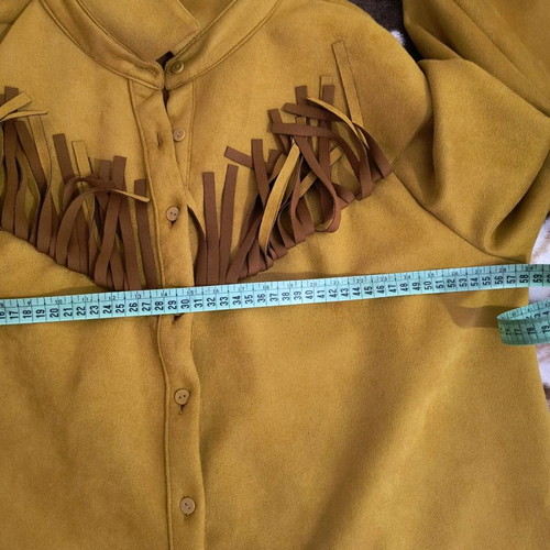 Suede shirt jacket with fringes Forever 21 plus size like new