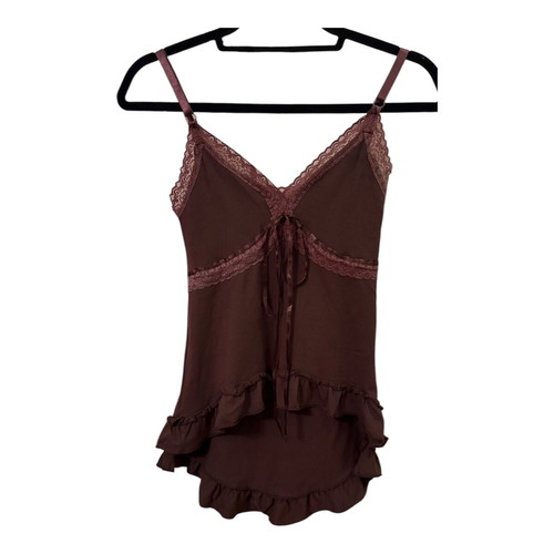 Imperial brown cami top with ruffles and lace size S like new