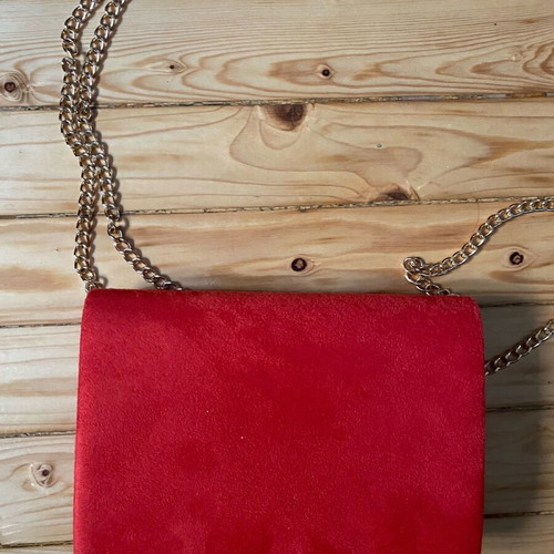 Carpisa velvet red bag like new with gold strap formal
